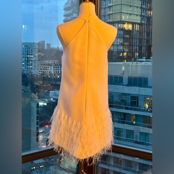 🆕 ALEXIS 🧿 NWOT Bristal Feather Trimmed Mini Dress, White, Sz S - Picture 5 of 16